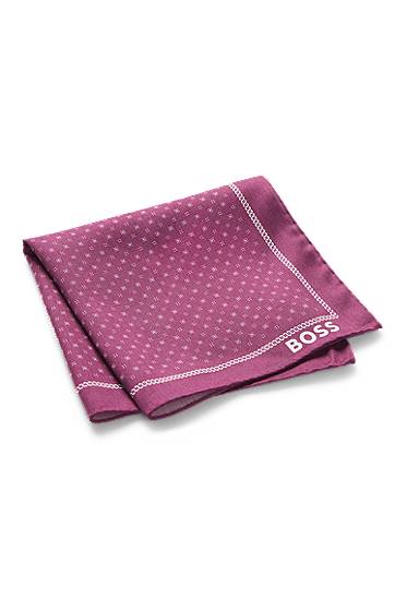Šál BOSS BOSS Pocket Square with Logo Print and Border Fialová | 50532788, 1