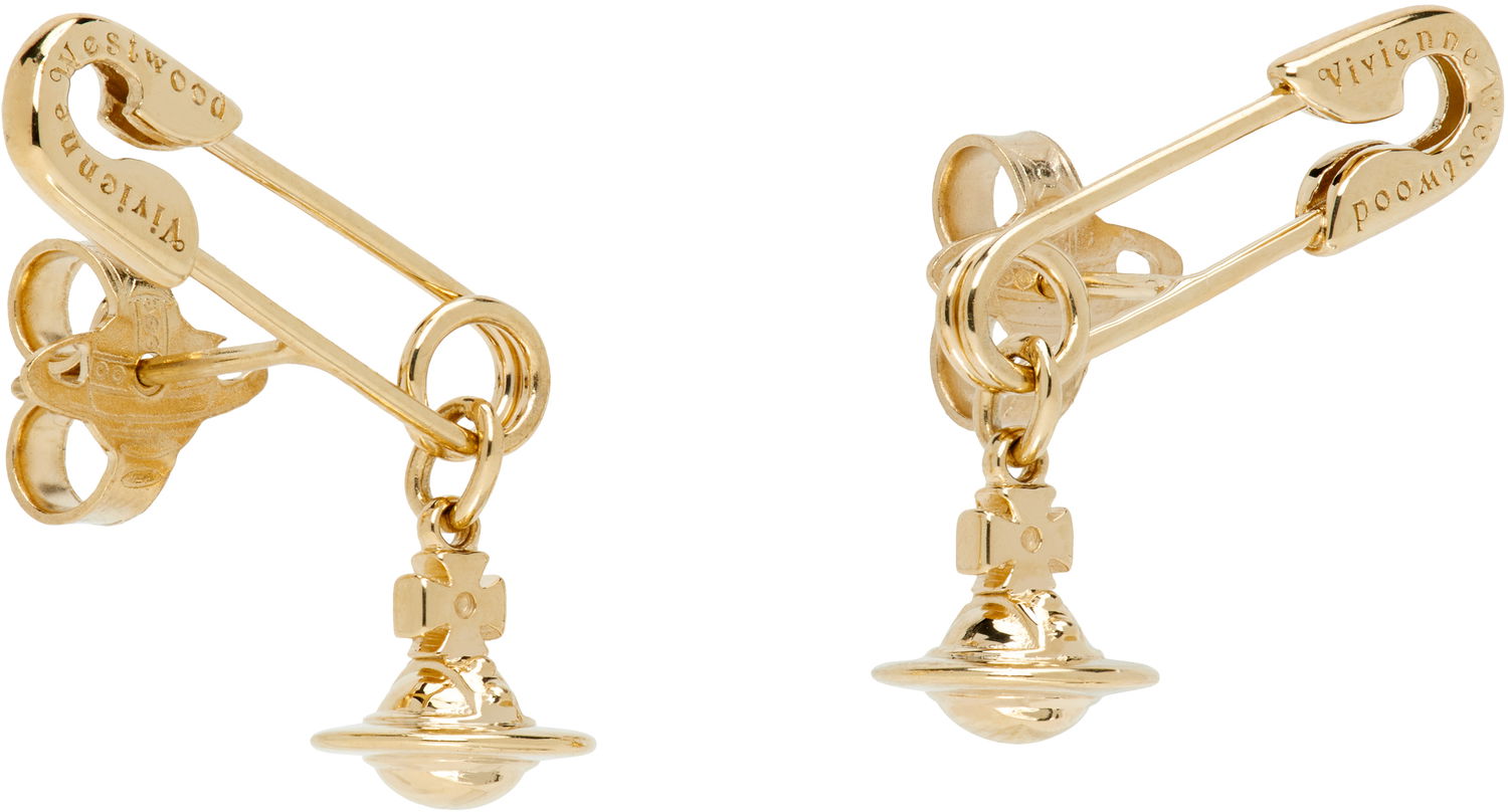 Náušnice Vivienne Westwood Vivienne Westwood Gold-Tone Safety Pin Drop Earrings Metalická | 6201035Y-01R001-, 1