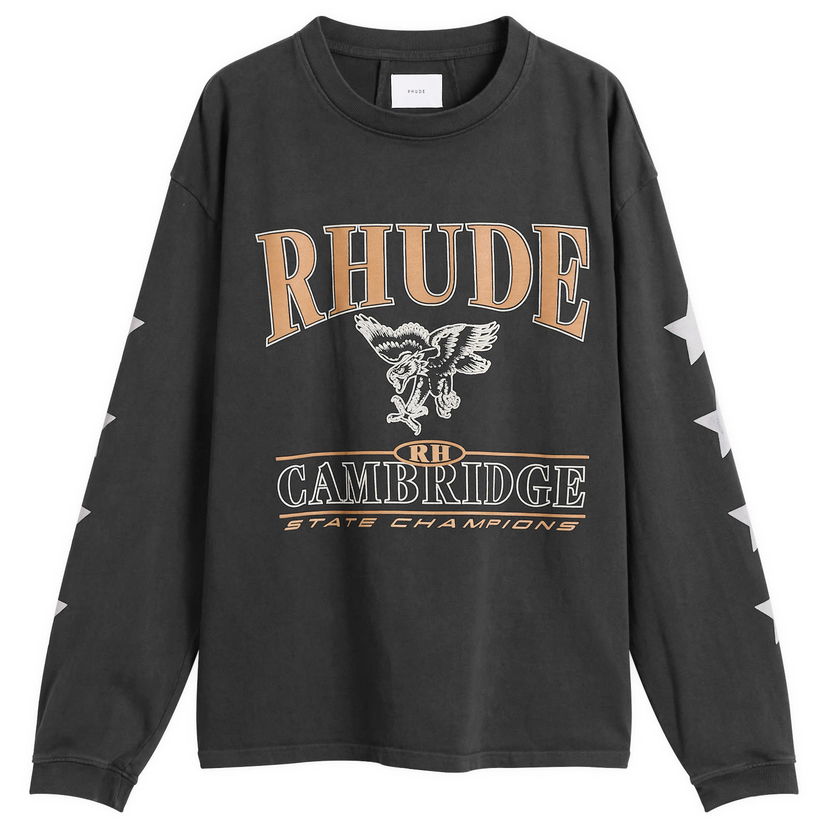 Tričko Rhude Rhude Cambridge State Champs Long Sleeve T-Shirt Čierna | RHPF25TT15012-0027
