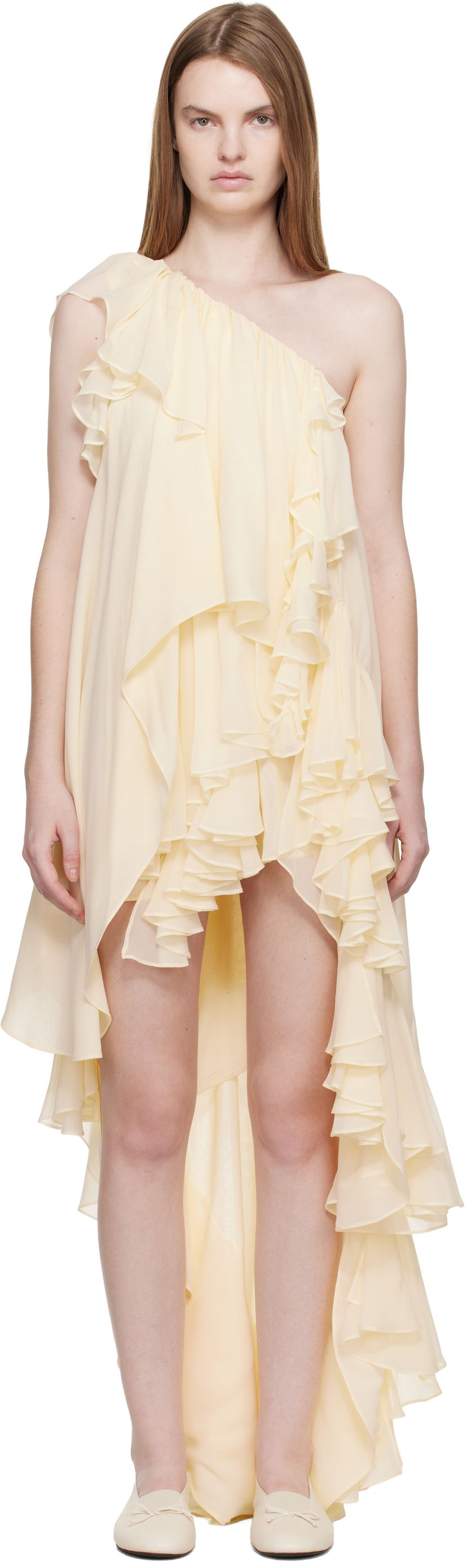 Šaty Collina Strada Collina Strada Violet Ruffled Asymmetric One-Shoulder High-Low Dress Žltá | XX4041