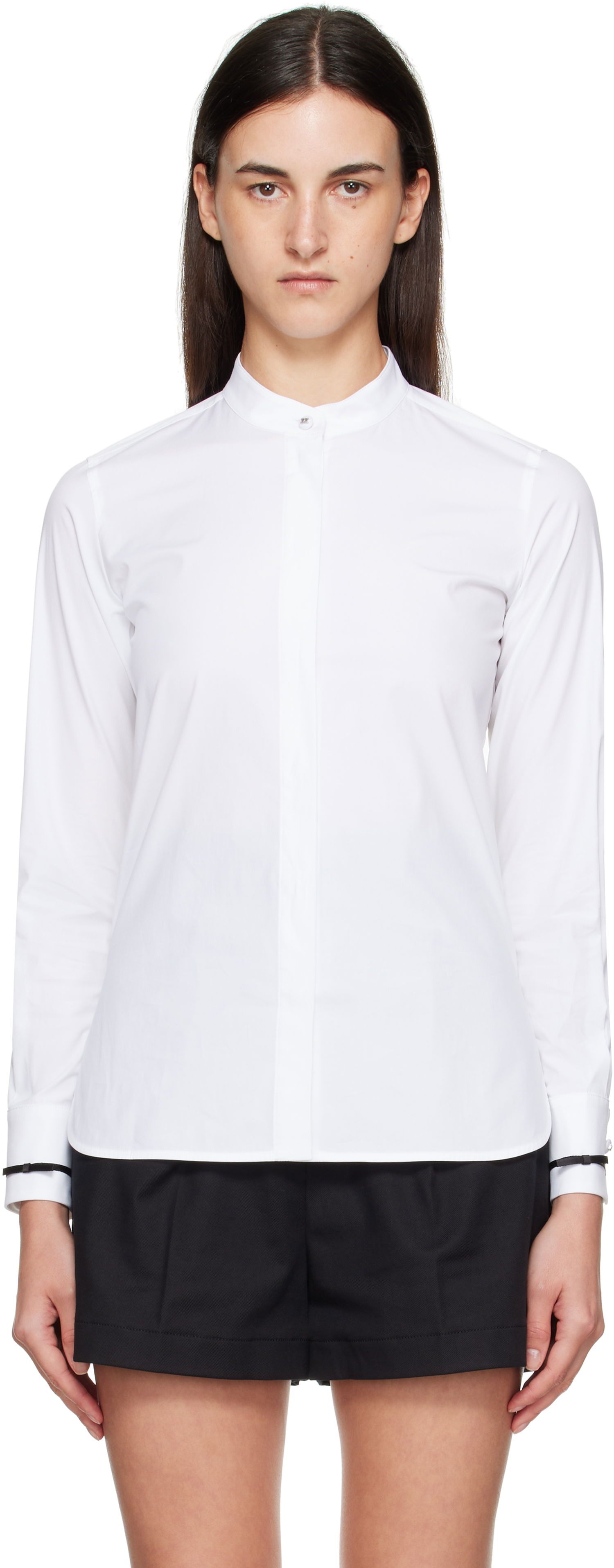 Košeľa Max Mara Max Mara Otranto Stand Collar Long Sleeve Shirt Biela | 2521116041600, 0