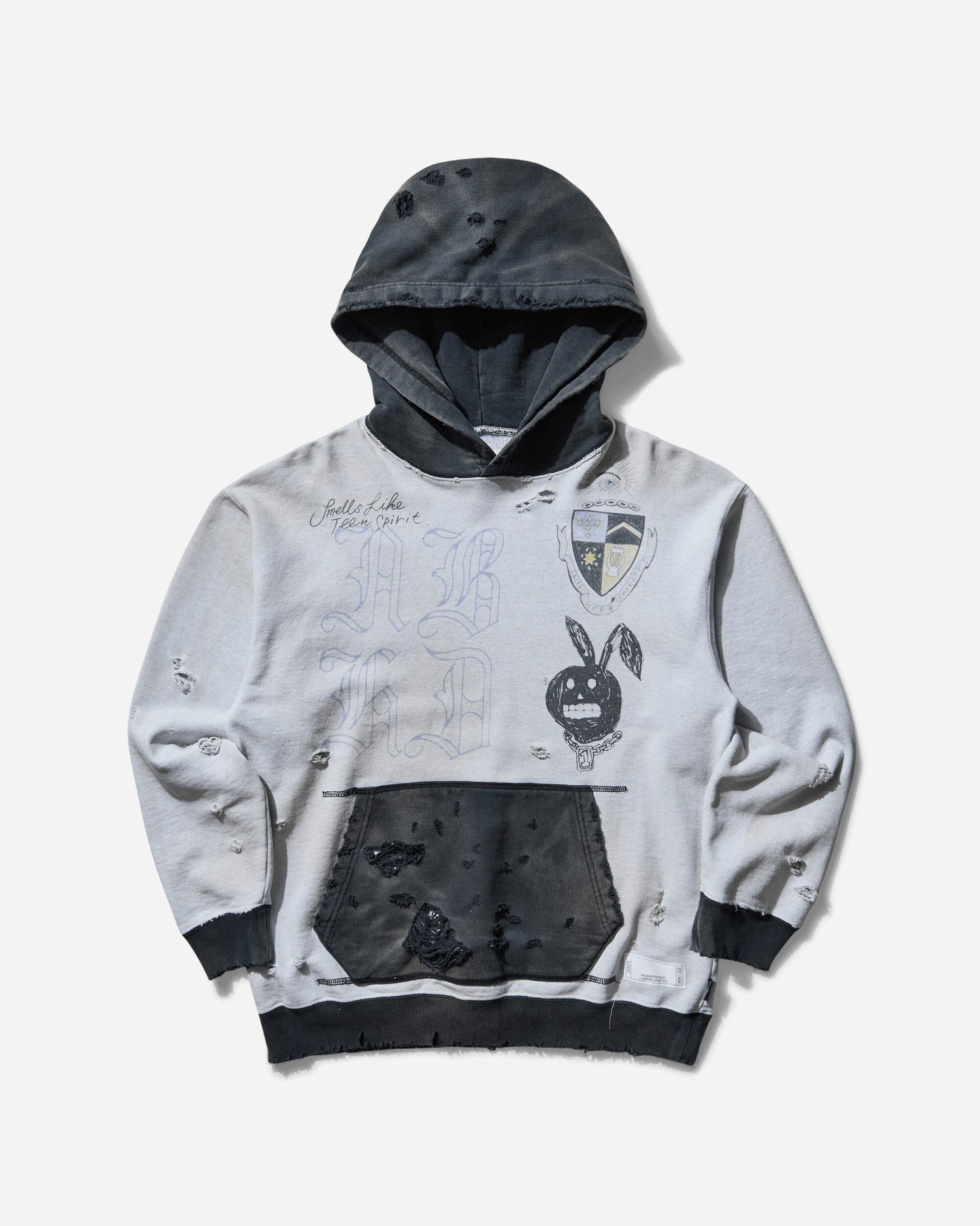Mikina Neighborhood Savage Distressed Hoodie Šedá | 251OKNH-CSM02 BK, 1