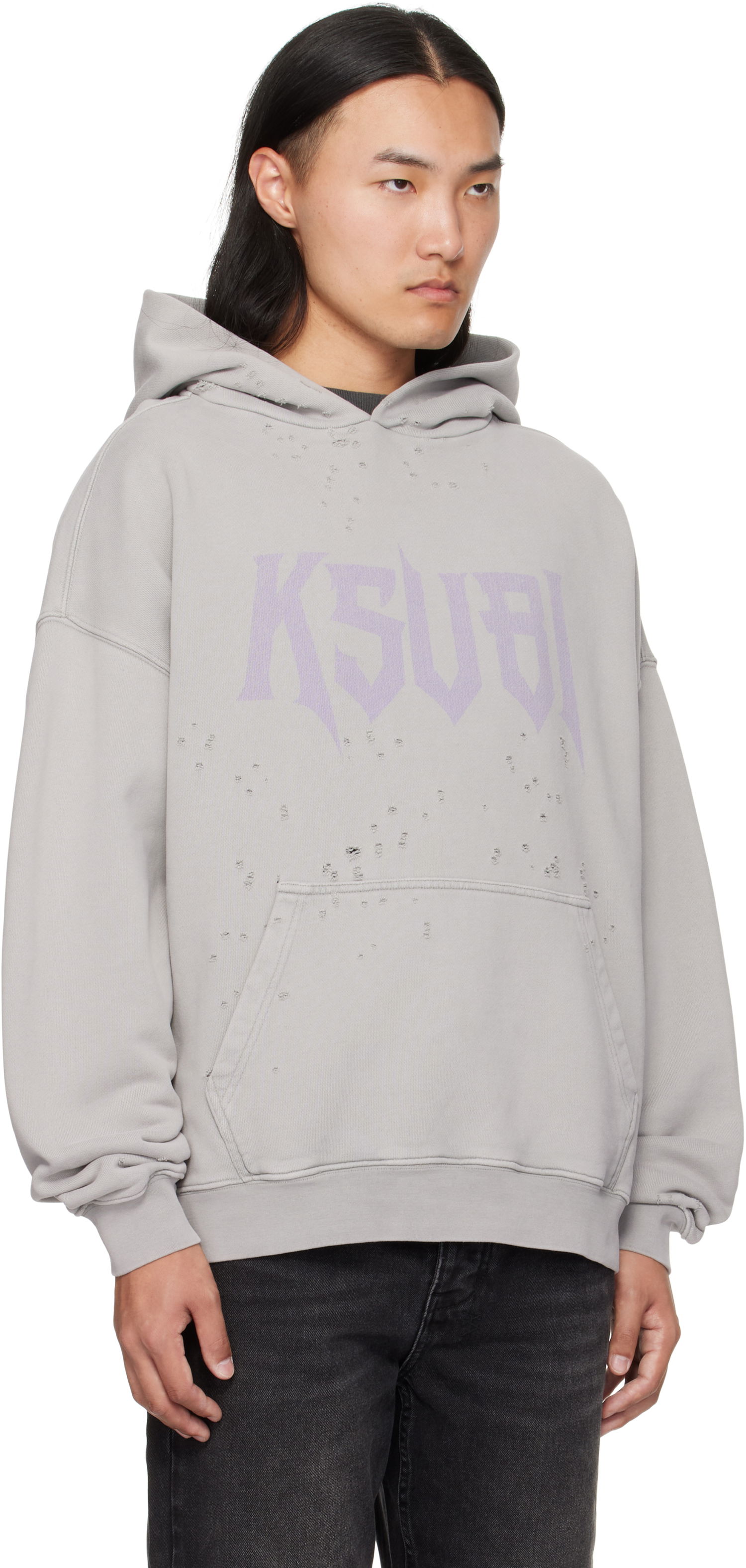Mikina Ksubi Blasted Hoodie Šedá | MFA25FL005, 1