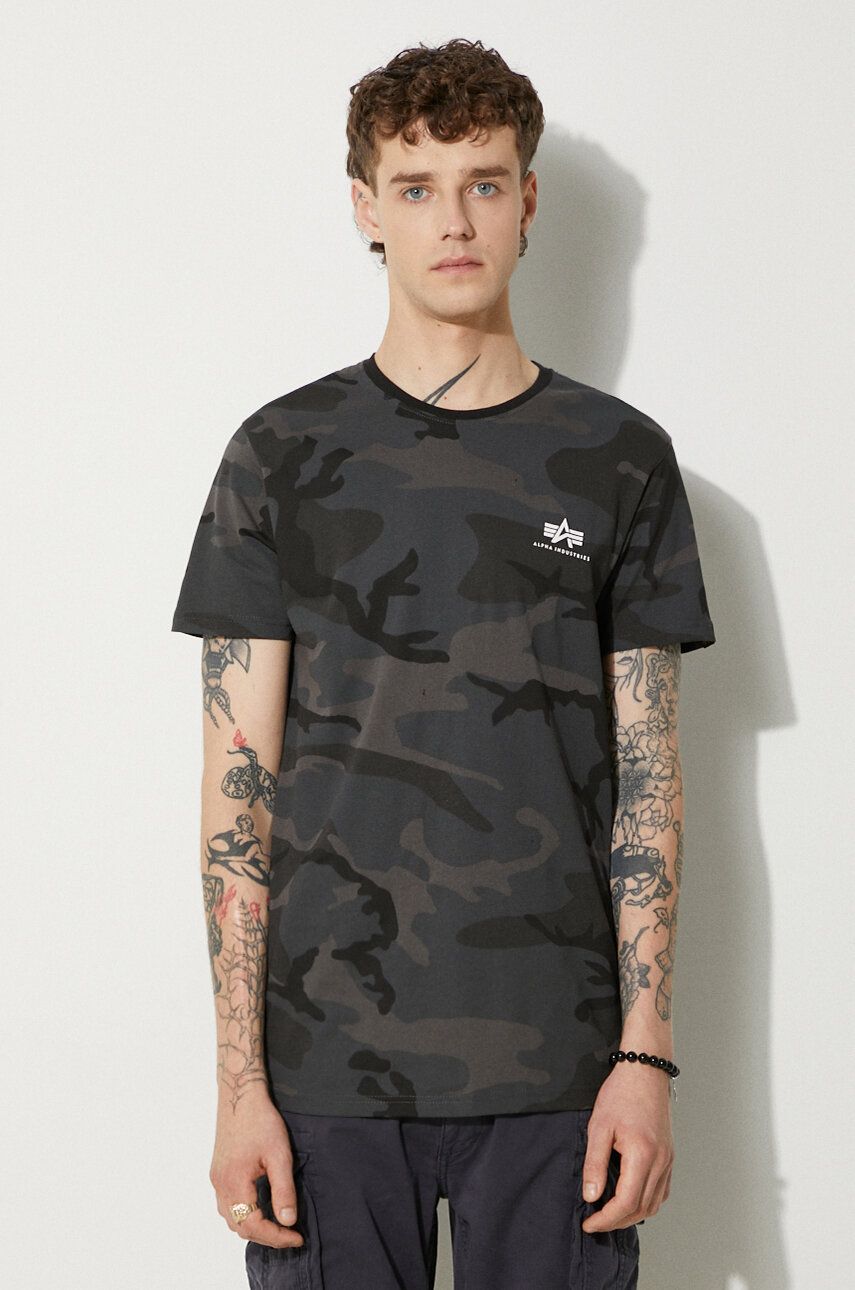 Tričko Alpha Industries Men's Camo T-Shirt with Short Sleeves Šedá | 128507C.125, 0