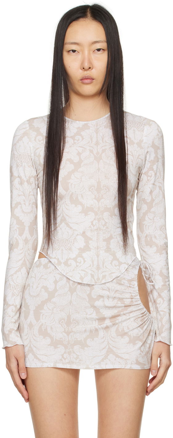 Šaty Miaou Miaou Etta Long Sleeve Top and Mini Skirt Set Béžová | 7130TJBBAT, 0