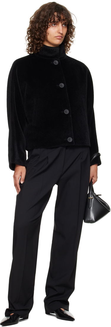 Bunda Max Mara Caladio Cropped Textured High Neck Button-Up Jacket Čierna | 2526086091600, 3