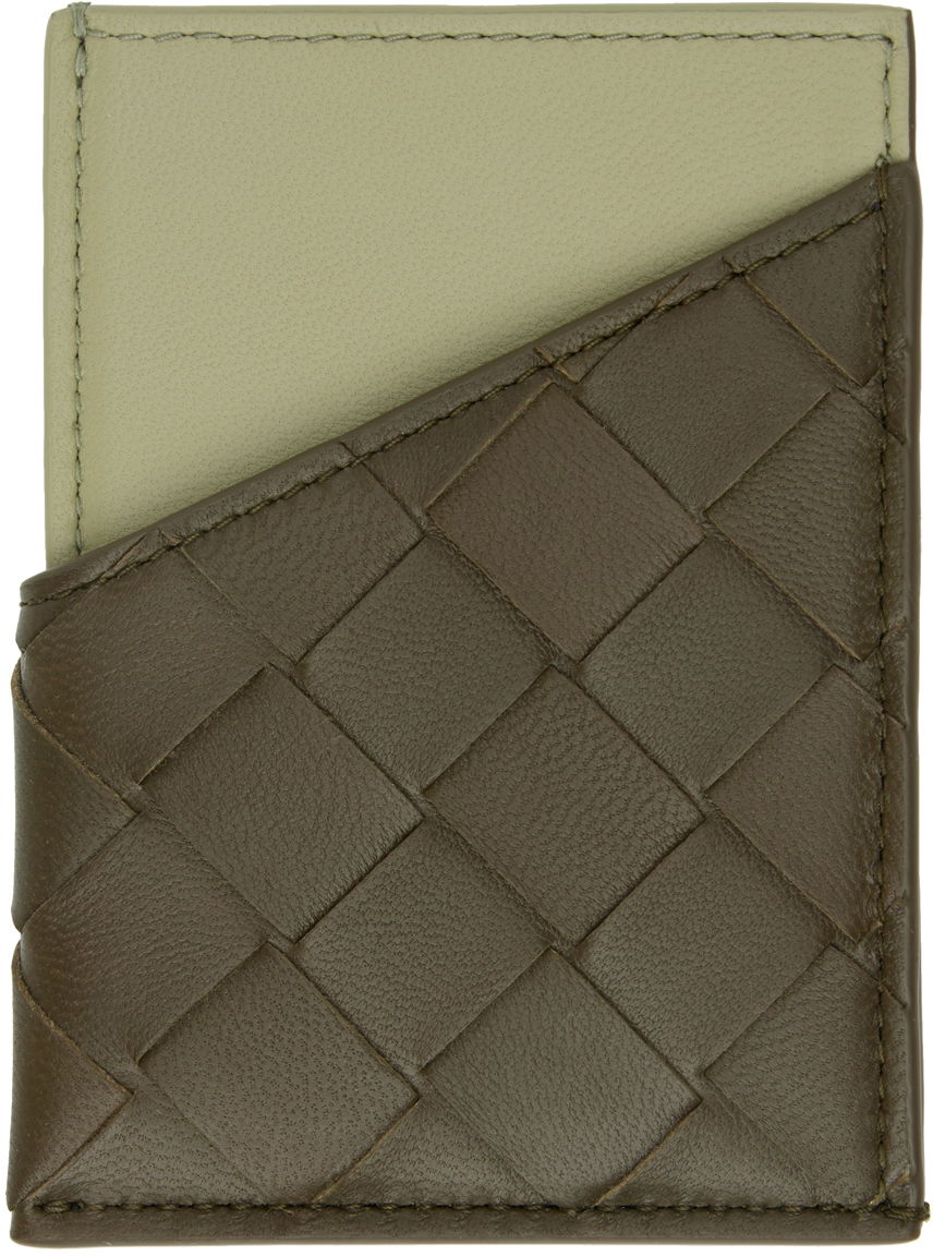 Peňaženka Bottega Veneta Intrecciato Diagonal Card Holder Zelené | 787795V47H1, 1