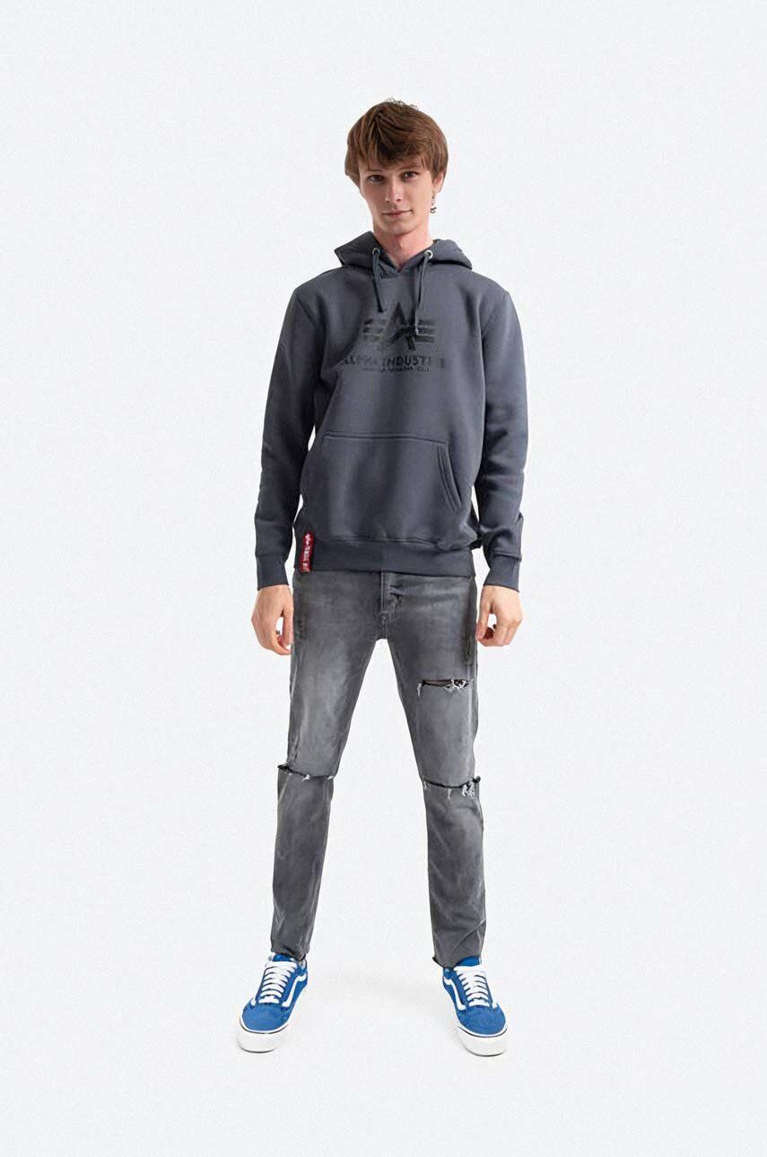 Mikina Alpha Industries Hoodie With Print Šedá | 178312.412, 1