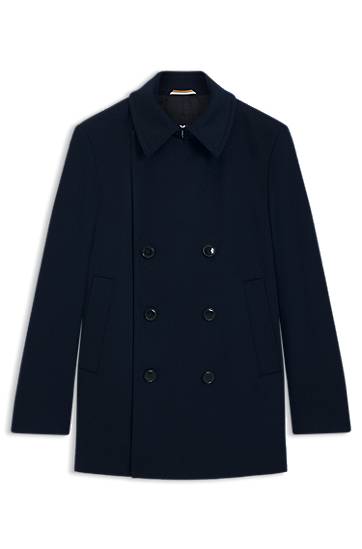 Kabáty BOSS Slim-Fit Wool and Cashmere Peacoat Navy | 50551081