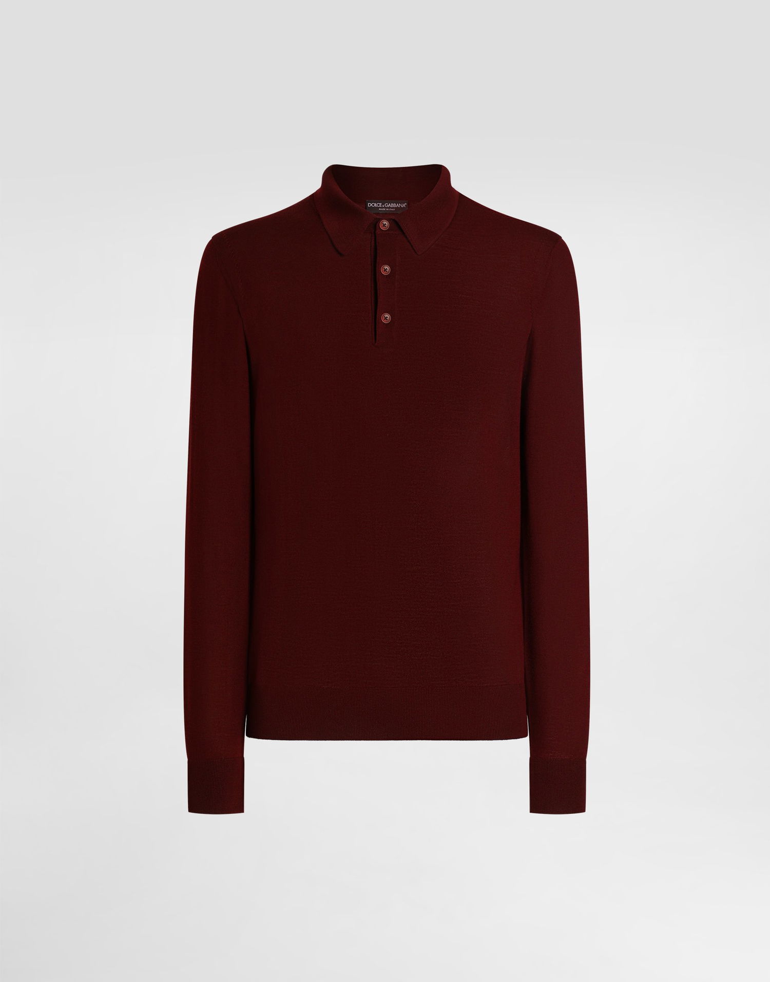 Polo tričko Dolce & Gabbana Dolce & Gabbana Fine-Gauge Wool Long Sleeve Polo Shirt Vínová | GXZ25TJDVBVF0130, 0