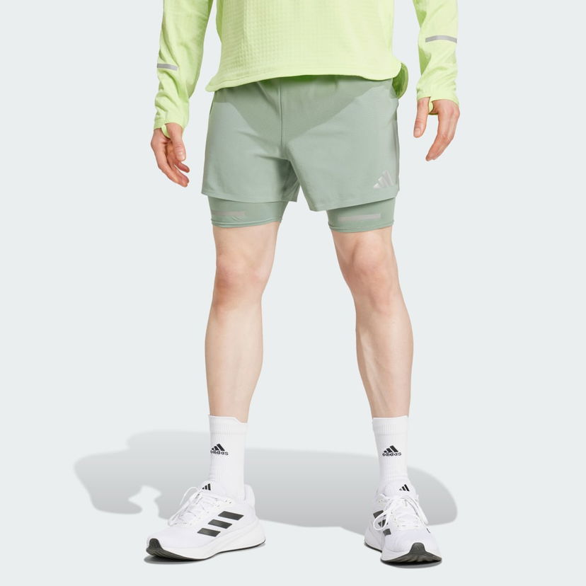 Šortky adidas Performance Ultimate Running Reflective 2-in-1 Shorts Zelené | JC7336