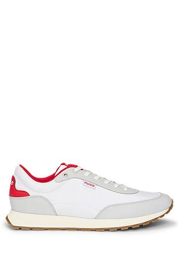 Oblečenie BOSS HUGO Mixed-Material Logo Flag Trainers Biela | 50542721, 1