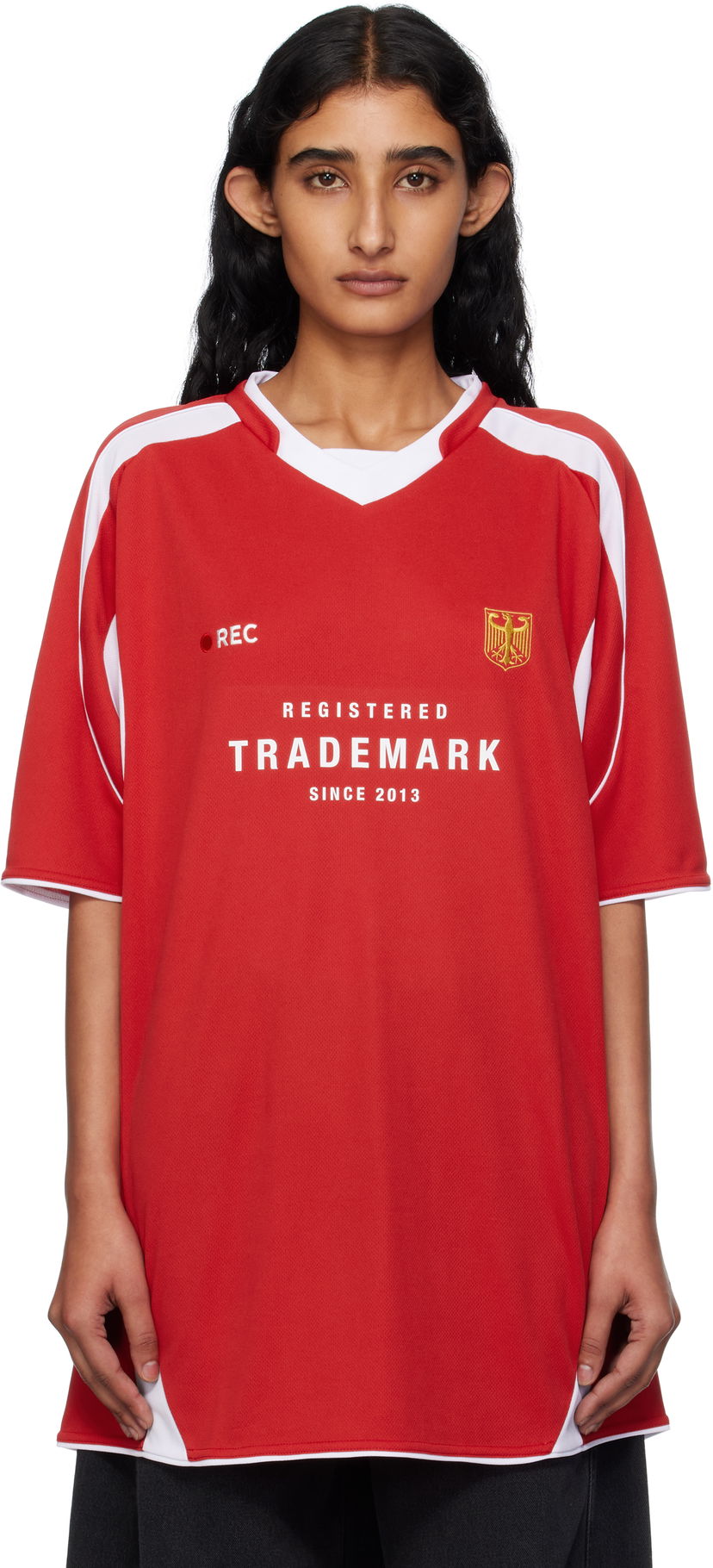 Dres VETEMENTS Vetements 'Trademark' Football T-Shirt Červená | UH76TR500R