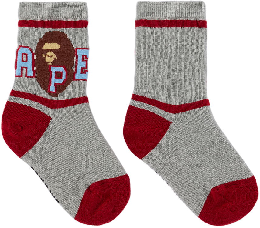 Ponožky BAPE A Bathing Ape Kids Striped Ape Head Socks Šedá | 001SOJ303001K, 0