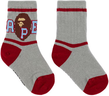 Ponožky BAPE A Bathing Ape Kids Striped Ape Head Socks Šedá | 001SOJ303001K, 0