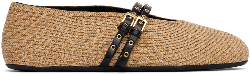 Oblečenie Alaïa ALAÏA Paper Straw Ballerina Flats Béžová | AA3A058TK036