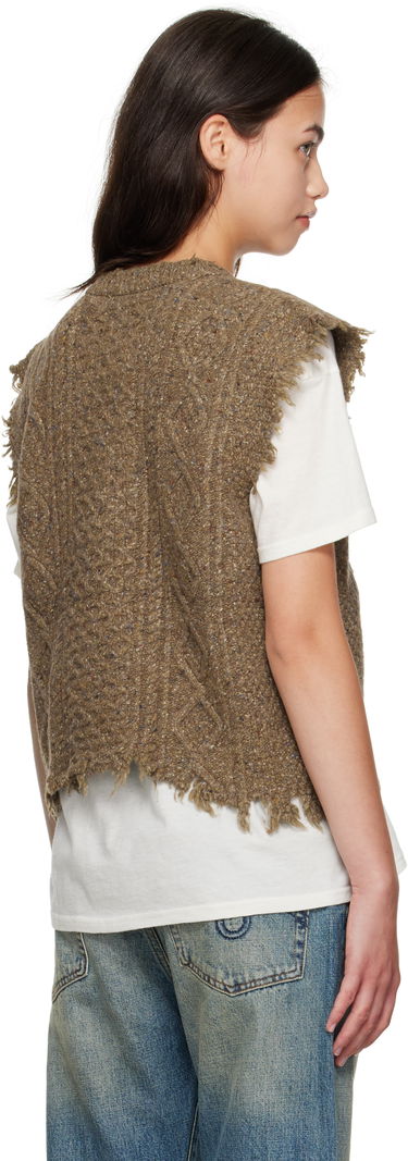 Sveter R13 R13 Boyfriend Cable Knit Wool Vest Hnedá | R13WY228-Y209A, 2