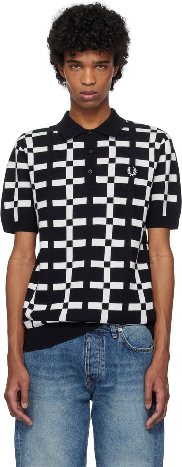 Polo tričko Fred Perry Fred Perry Geometric Jacquard Knit Polo Čierna | K9719, 0