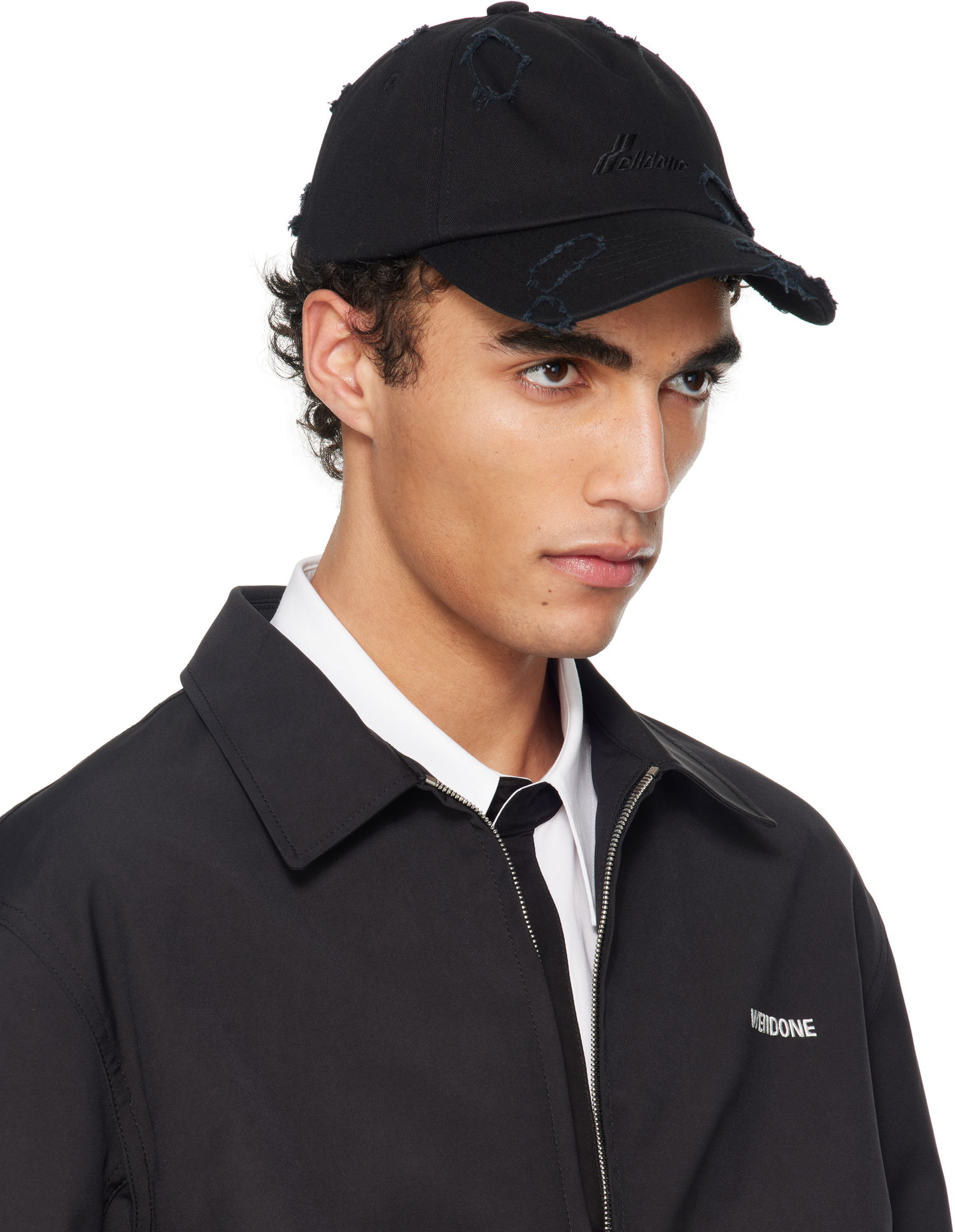 Klobúk We11done We11done Destroyed Embroidered Baseball Cap Čierna | WD-AH1-25-415-U-BK, 1