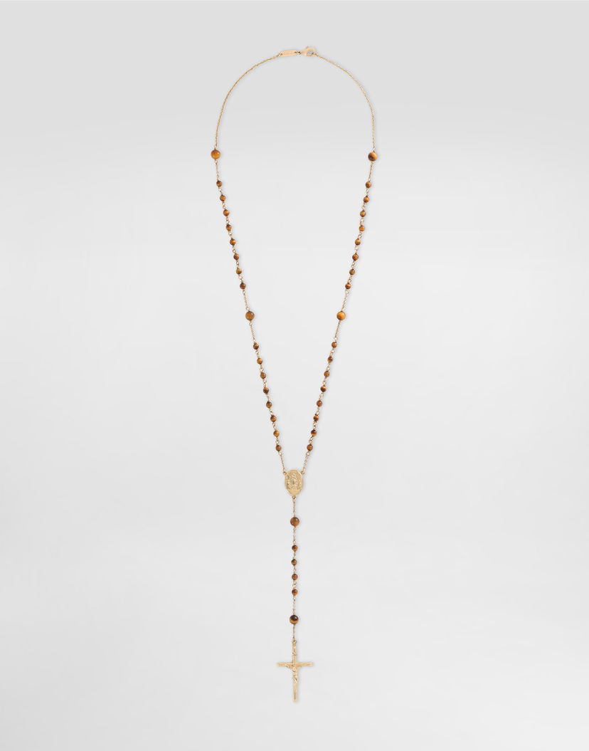 Náhrdelník Dolce & Gabbana Dolce & Gabbana Tiger Eye and Gold-Tone Rosary Necklace Hnedá | WNR5S1W1111ZOO00