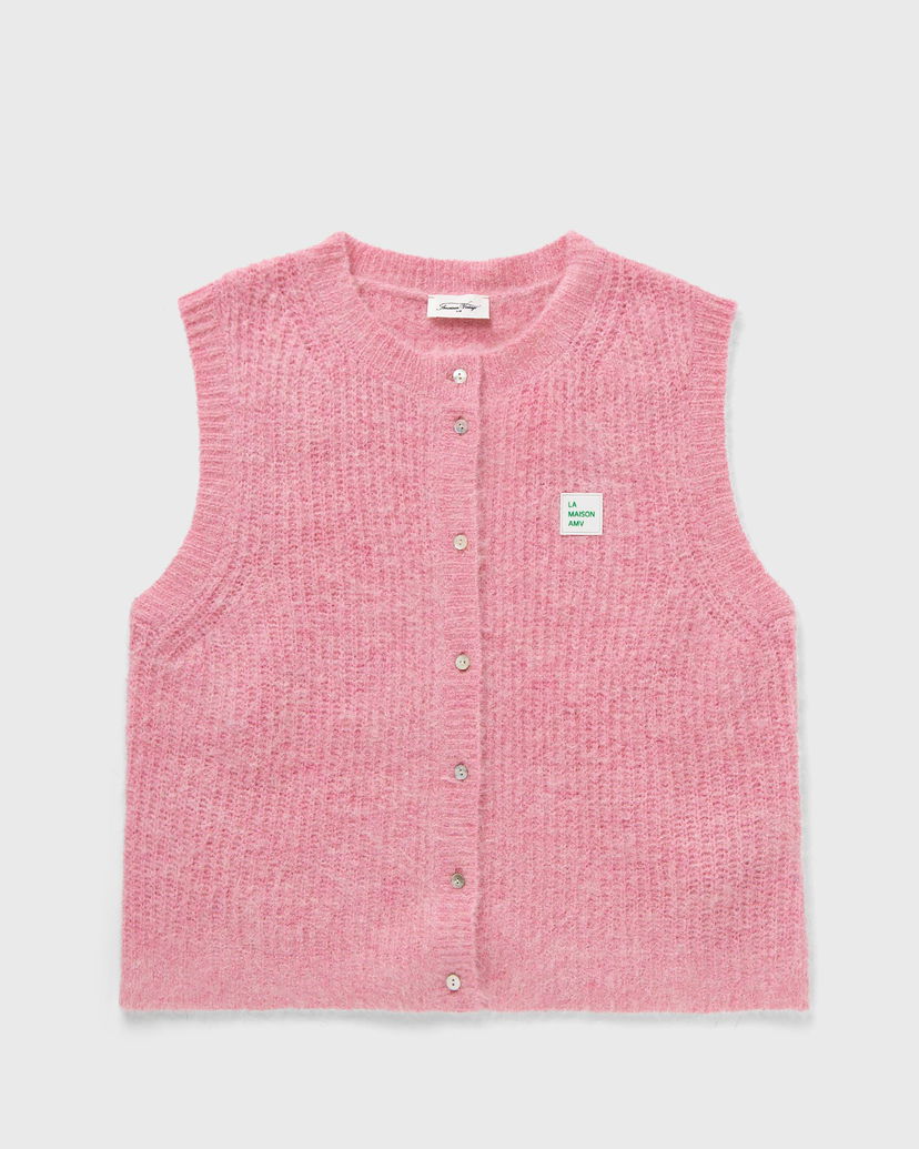 Sveter American Vintage American Vintage East Knit Vest Ružová | EAST19MCE24-ORCHIDEE-CHINE