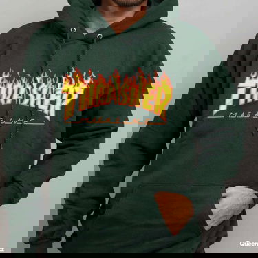 Mikina Thrasher Thrasher Flame Logo Hoodie Zelené | 144464 Forest Green, 2