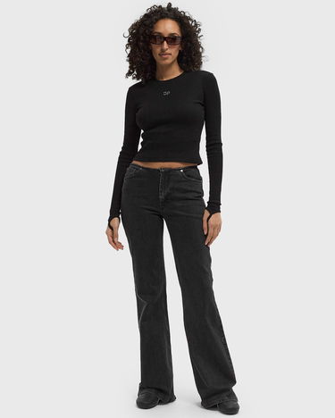 Crop Top DAILY PAPER Logo Rib Long Sleeve Top Čierna | 2423066, 1