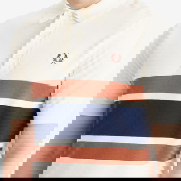 Polo tričko Fred Perry Fred Perry Knitted Polo Shirt with Stripes Biela | K9709-760, 5