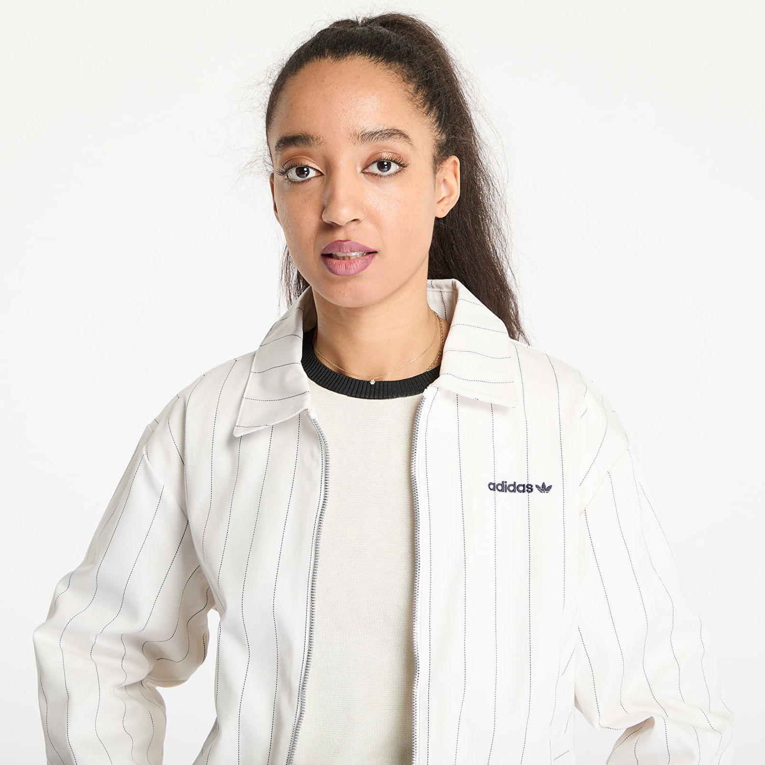 Bunda adidas Originals Pinstripe Harrington Jacket Biela | JJ3476, 1