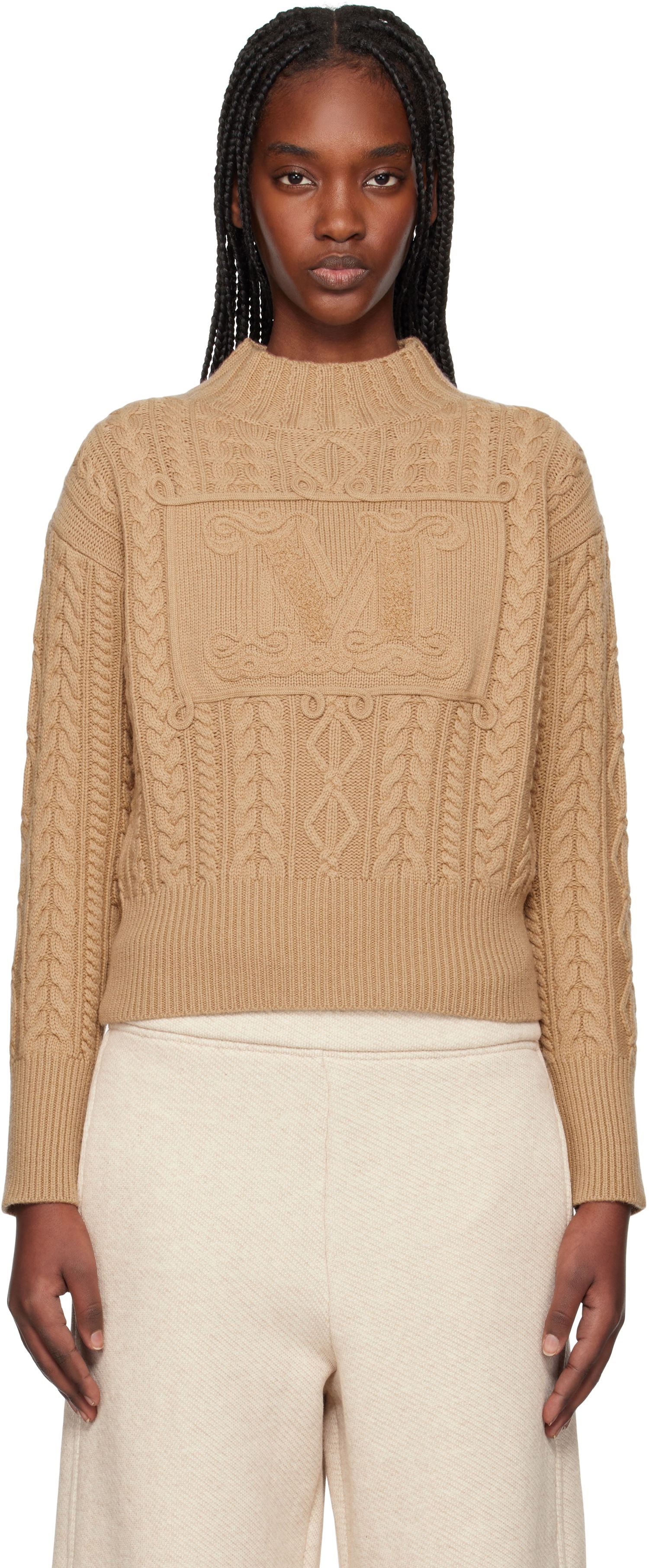 Sveter Max Mara Max Mara Miranda Cable Knit Sweater Hnedá | 2511361041600, 0