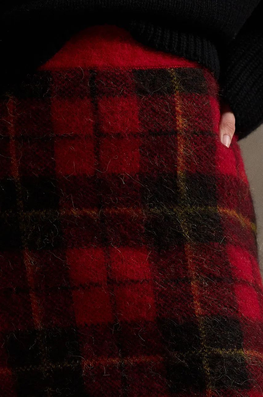 Red Mini Plaid Skirt