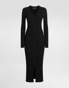 Dolce & Gabbana Long Ribbed Knit Midi Dress with Button Closure