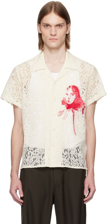 Košeľa KidSuper KidSuper Lace Girl Painting Shirt Biela | SS25-SST-06, 0