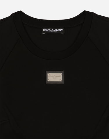 Crop Top Dolce & Gabbana Cropped Jersey T-shirt With Tag Čierna | F8U12THU7H8N0000, 2