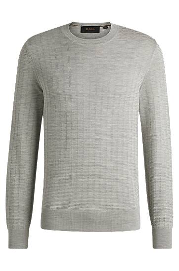 Sveter BOSS BOSS Knitted Silk Sweater, Regular Fit Šedá | 50530881, 0