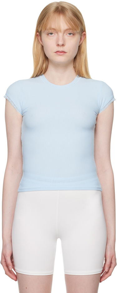 Tričko SKIMS Blue Soft Lounge Lace T-Shirt Modrá | ST-SST-5688W, 0