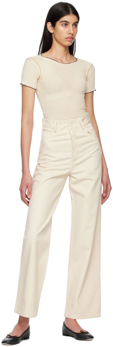 Nohavice Baserange Wide Leg Cotton-Twill Trousers Biela | TRNA-CC-SP23, 3
