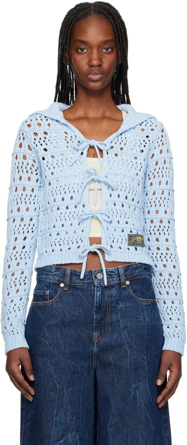 Sveter GANNI Ganni Tie String Knit Cardigan Modrá | K2429, 0