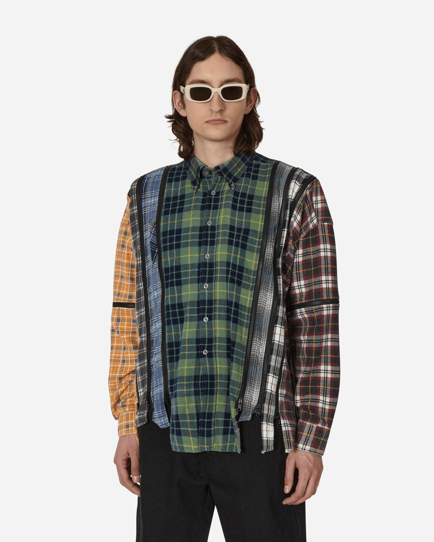 Košeľa Needles 7 Cuts Zipped Wide Flannel Shirt Zelené | MR343 1002, 0