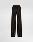 Dolce & Gabbana Straight-Leg Pinstripe Wool Pants with Turn-Ups