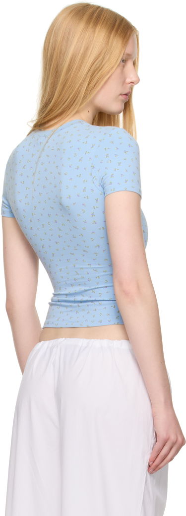 Tričko SKIMS SKIMS Cotton Jersey T-Shirt with Floral Print Modrá | SS-STT-9004W, 2