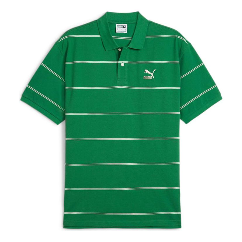 Polo tričko Puma TEAM Striped Polo Shirt Zelené | 627122-86