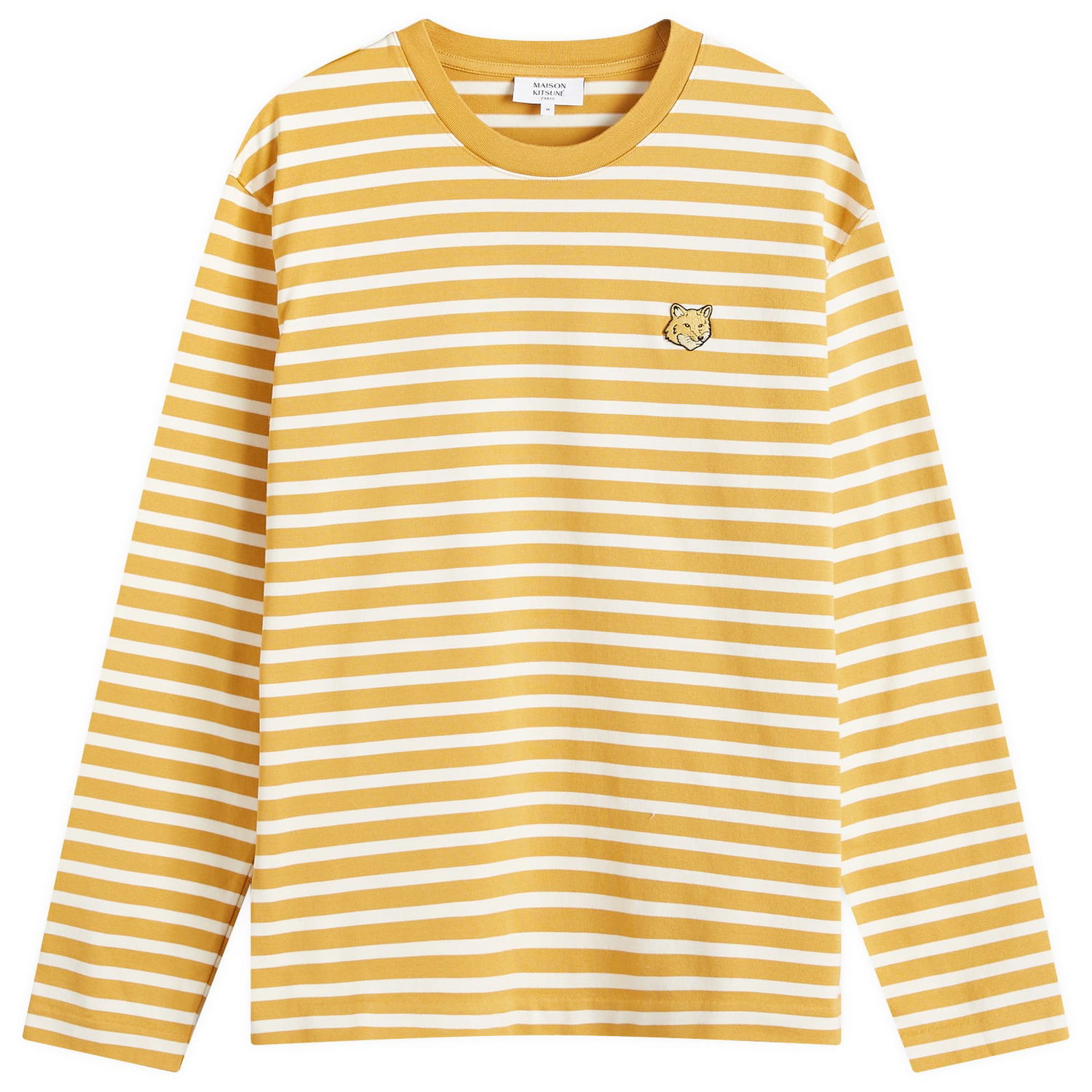 Tričko MAISON KITSUNÉ Maison Kitsuné Fox Head Marin Long Sleeve T-Shirt, Size Large Žltá | NM00106KJ0044-B762, 1