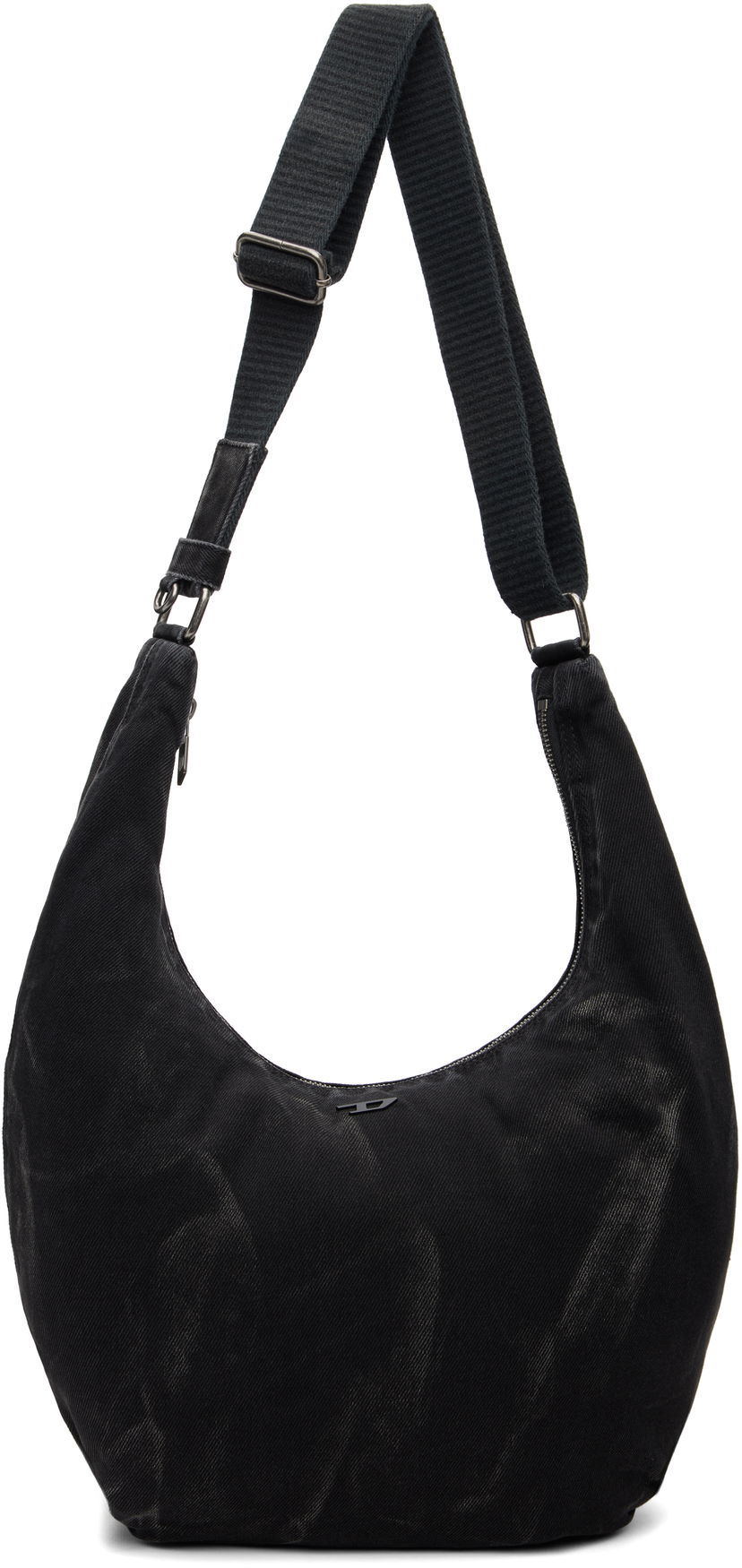 Taška cez rameno Diesel Rave X Washed Denim Crescent Shoulder Bag Čierna | X10414-P4485-T8013