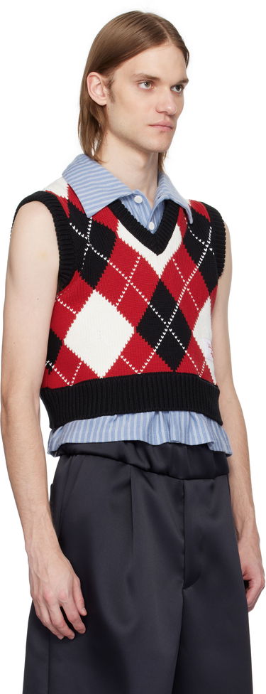 Sveter Charles Jeffrey Loverboy Charles Jeffrey LOVERBOY Cropped Argyle Vest Červená | 54091401, 4