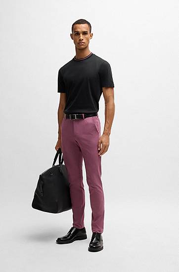 Tričko BOSS Slim Fit Mercerized Cotton Tee with Collar Stripe Čierna | 50531793, 1