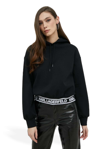 Mikina KARL LAGERFELD Bonded Jersey Hoodie w/Logo Čierna | 230W1807