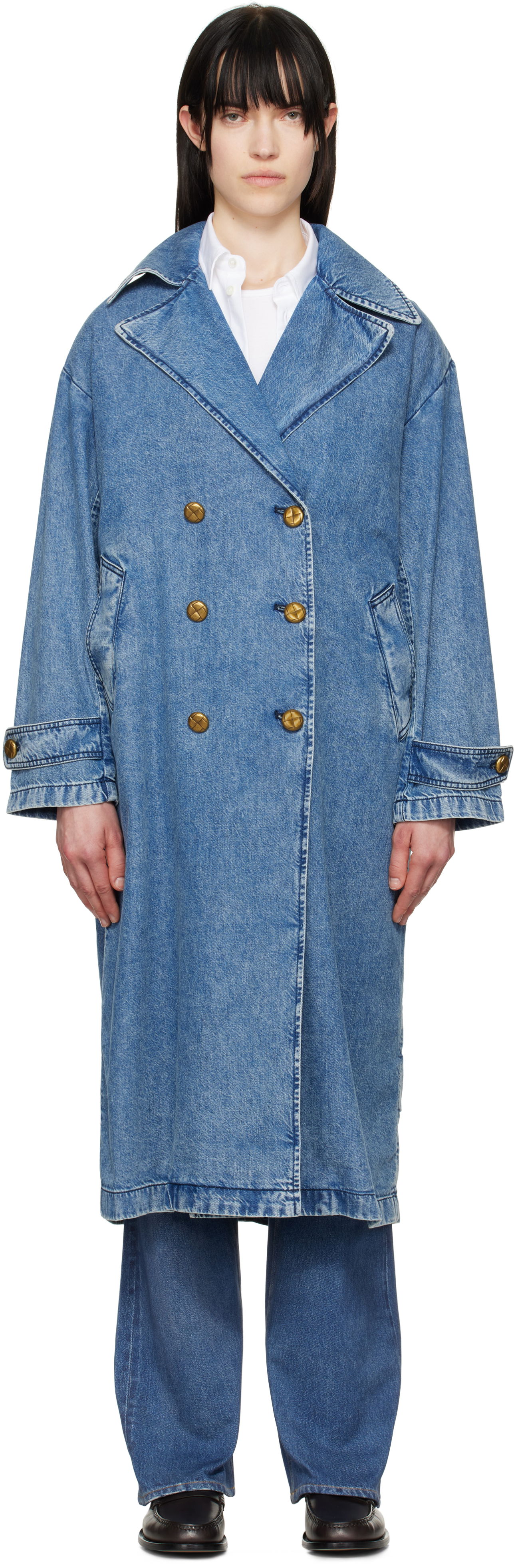 Trenčkot rag & bone rag & bone Featherweight Alora Denim Trench Coat Modrá | WDD25S1498FWBE, 0