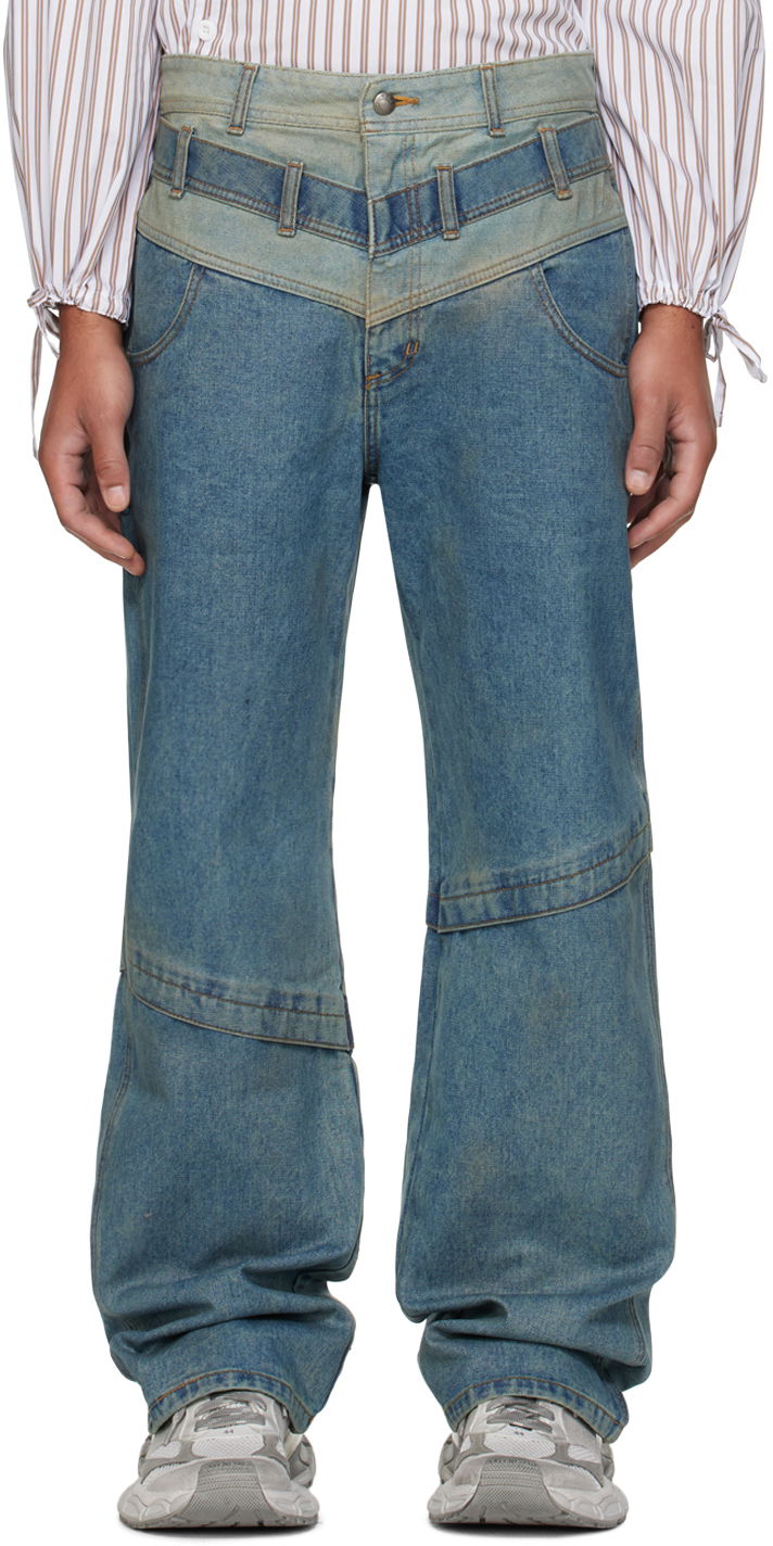 Džínsy Andersson Bell Layered Wide Leg Jeans Modrá | apa740m, 0