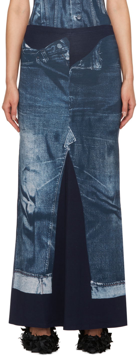 Sukňa Jean Paul Gaultier Gaultier Trompe L'œil Maxi Skirt Modrá | 23/15-F-JU055-J530-5950, 0